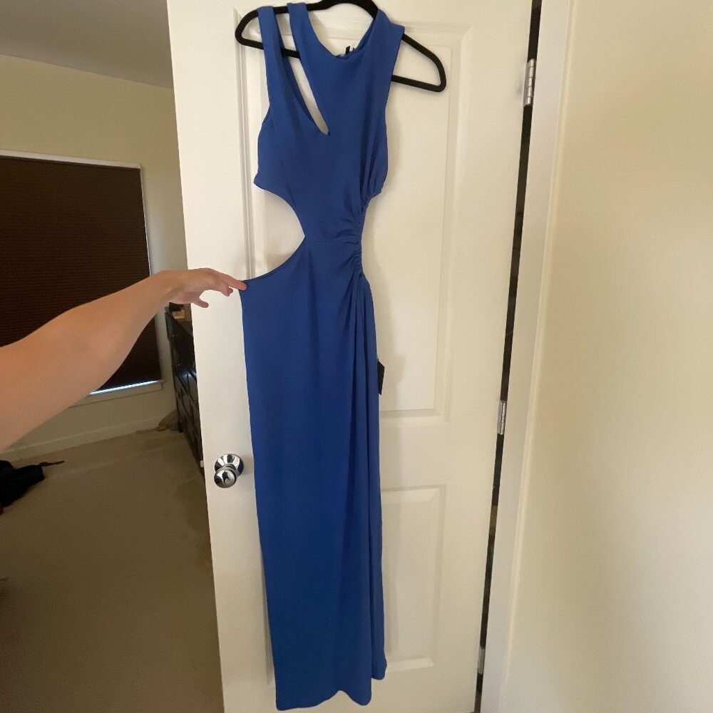 LuLu's Royal Blue Maxi Dress with Side Cutout